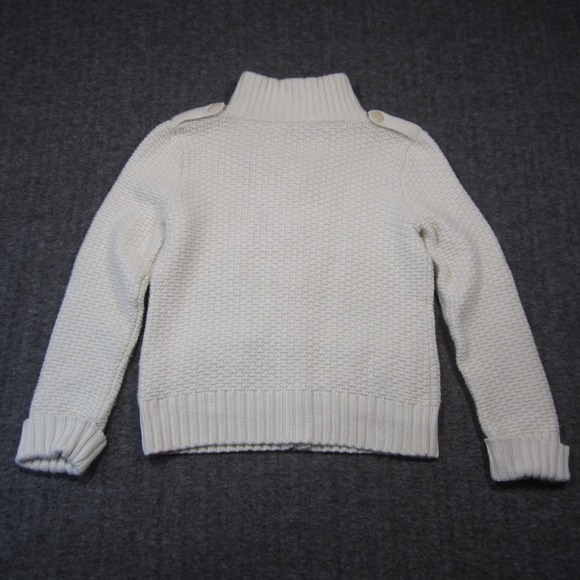 Talbots Cardigan L Ivory Lambswool Angora Soft Textured Knit Mock Neck‎ Preppy - Picture 3 of 10
